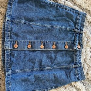 Button up denim mini skirt